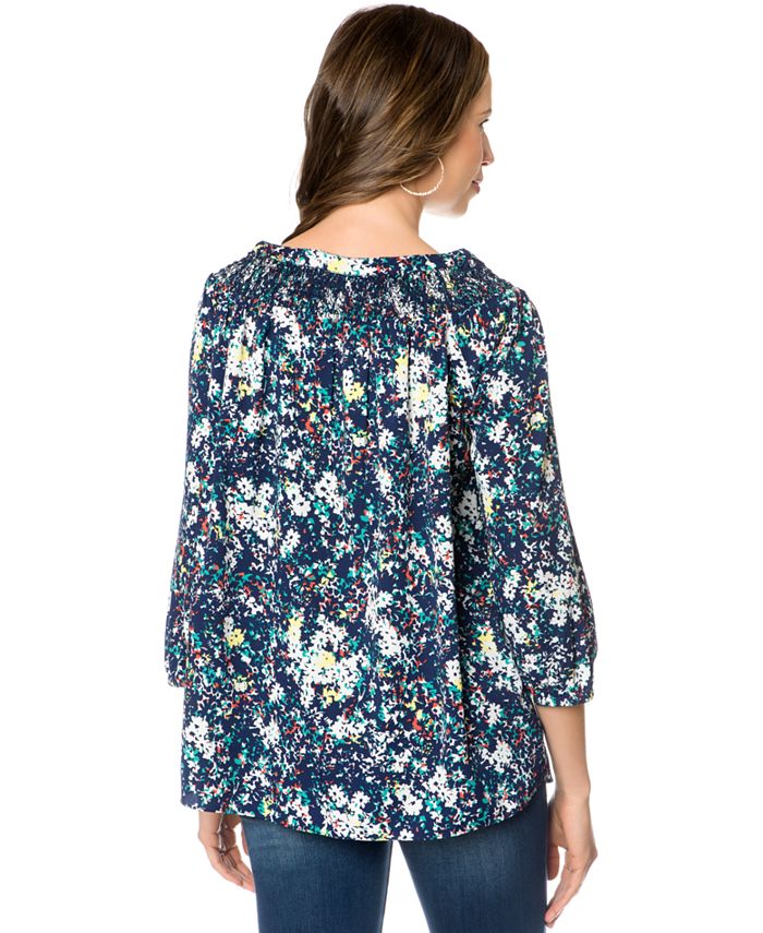 A Pea in the Pod Maternity Floral-Print Smocked Blouse - Macy's