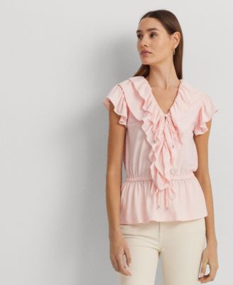 Lauren Ralph Lauren - Women's Ruffled Flutter-Sleeve Peplum Top