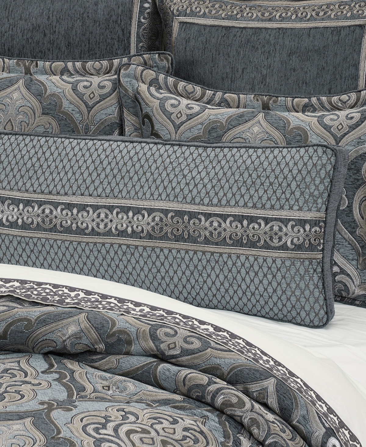 J Queen New York Amici Bolster Decorative Pillow, 15" X 52" In Powder Blue