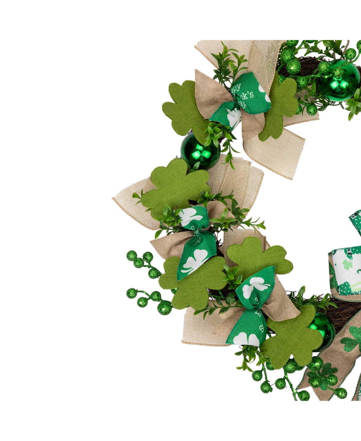 Shop Northlight Burlap Bows And Shamrocks St. Patrick's Day Wreath, 24", Unlit In Green