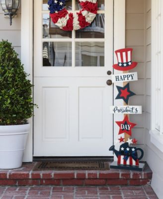 35.75" H Patriotic, Americana Wooden Top Hat Porch Sign