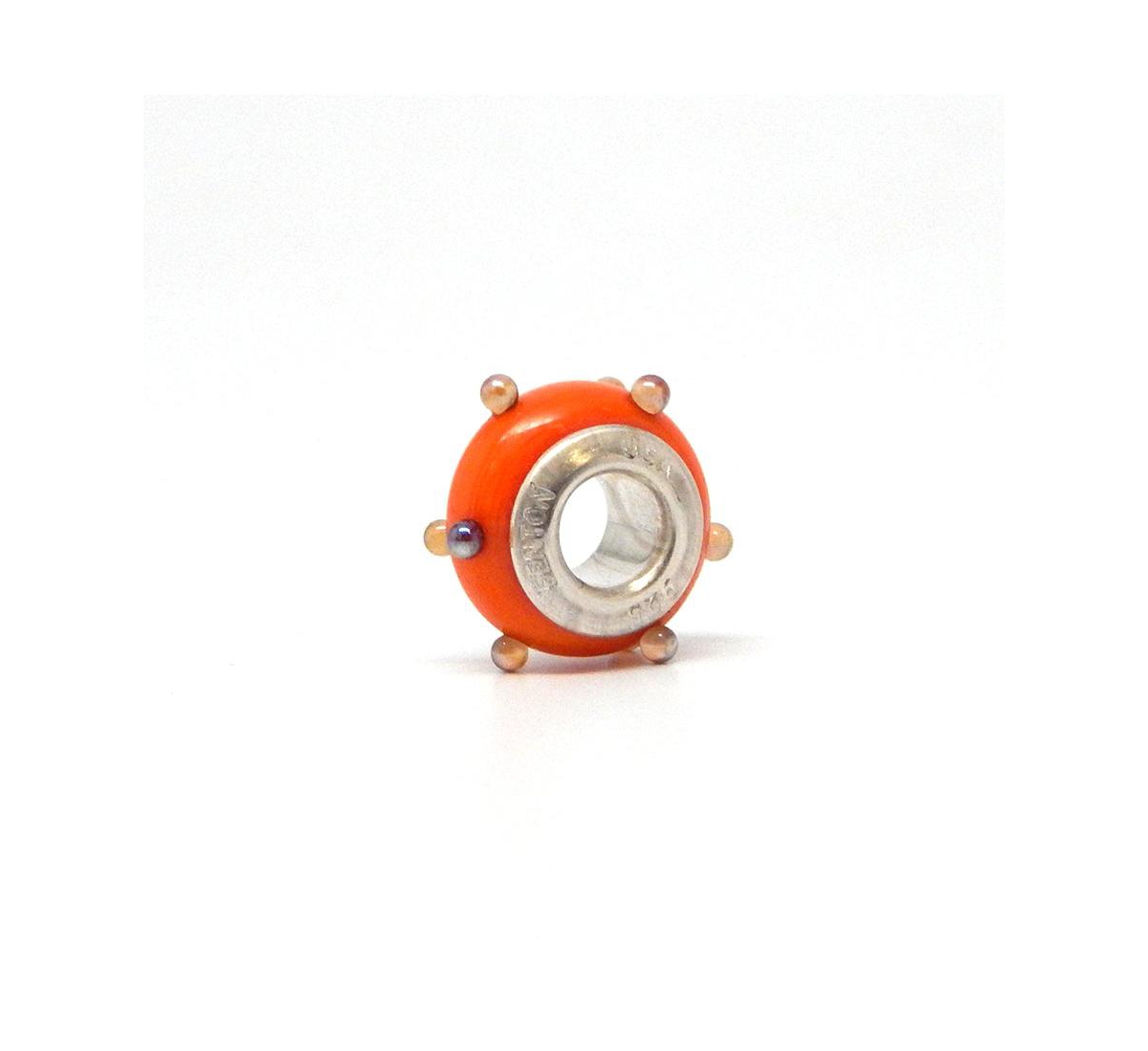 Glass Jewelry: Deep Orange 3-d Spacer Glass Charm - Multi-color