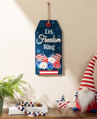 15.75" H Patriotic, Americana Wooden Word Sign Door Hanger
