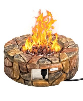 28 Inch Propane Gas Fire Pit with Lava Rocks and Protective Cover