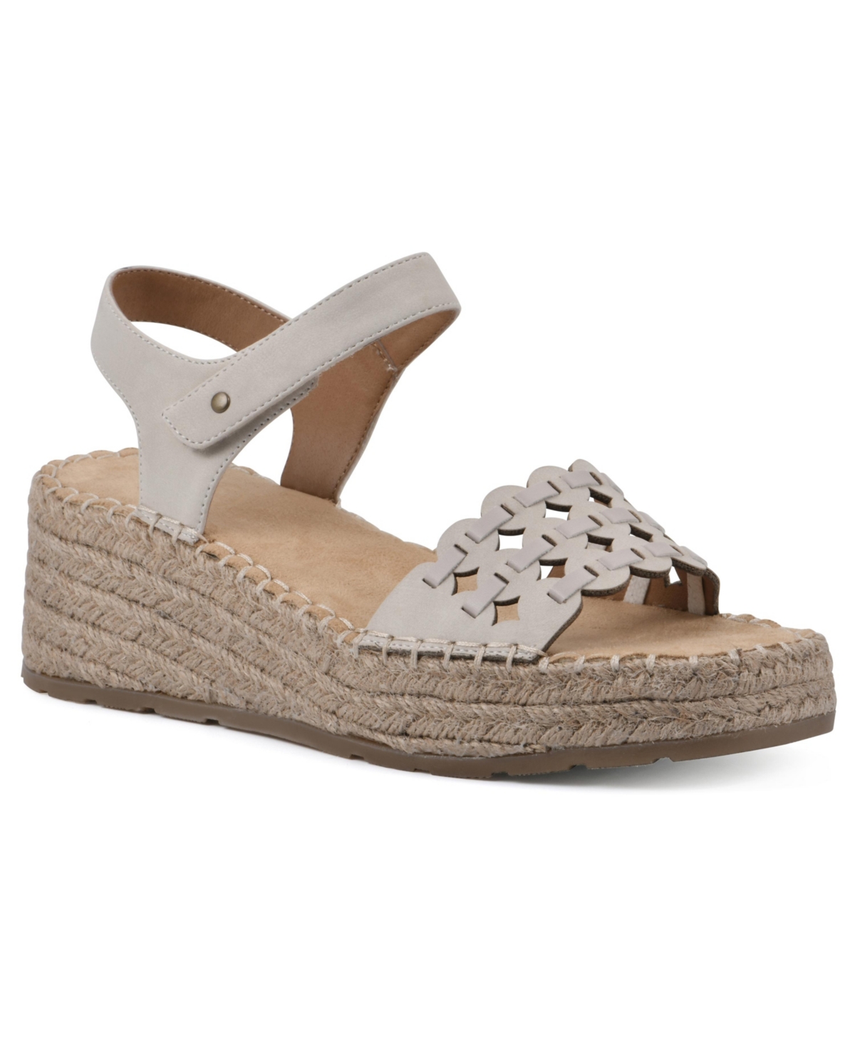 White Mountain Stride Espadrille Wedge Sandals In Eggshell Multi Smooth