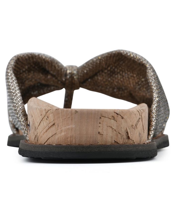 WHITE MOUNTAIN Sandalia Plana Malanga Para Mujer, Negro/Brillantina/Fab