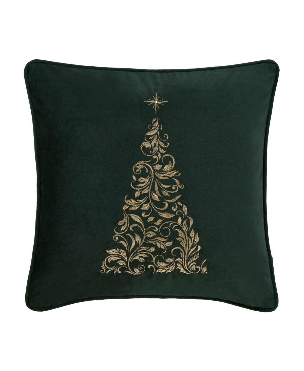 J Queen New York Scroll Christmas Tree Square Decorative Pillow, 18" X 18" In Evergreen