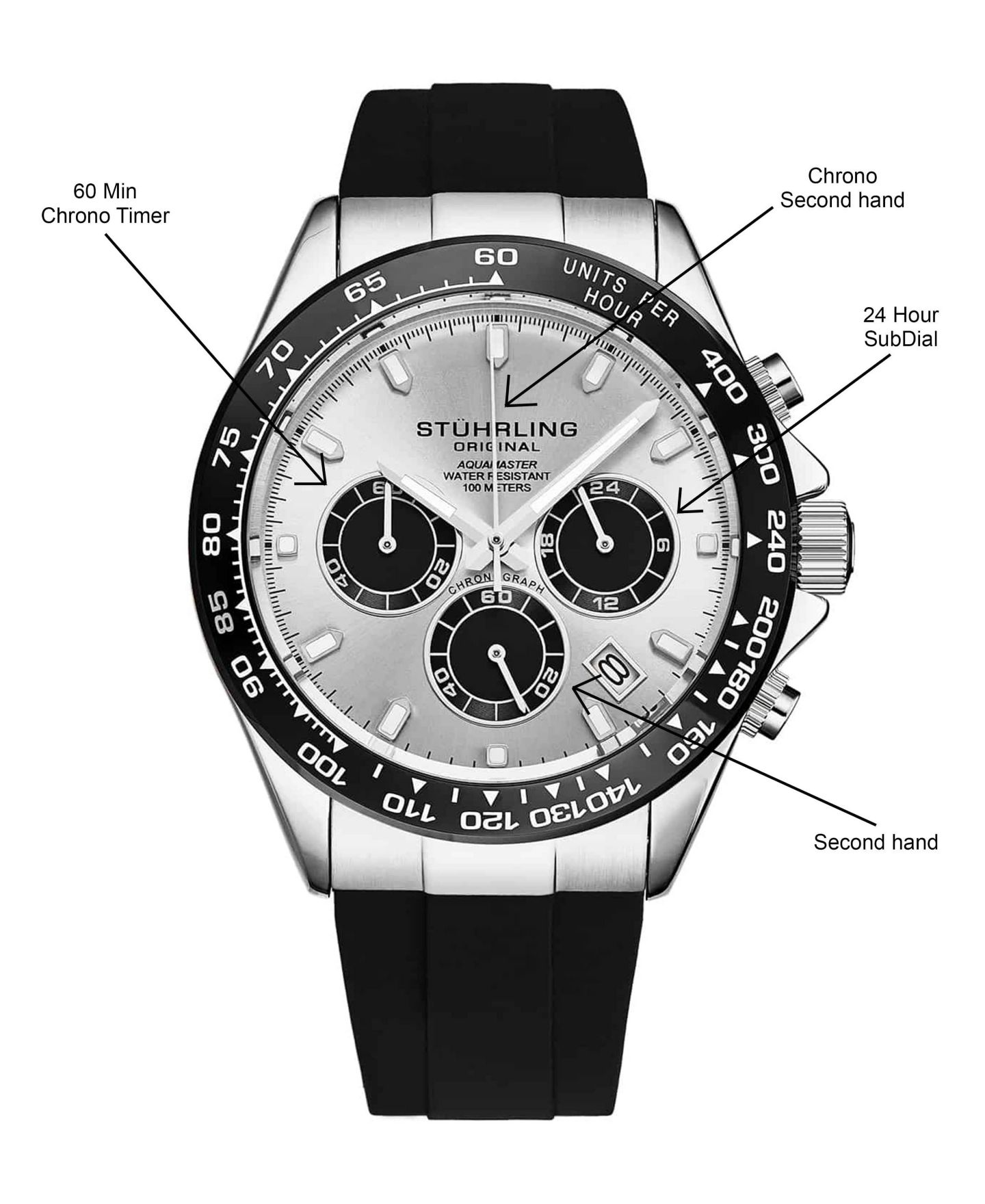Мужские часы Stuhrling Aquamaster 4042 Quartz 42mm Chronograph Watch — фото 2