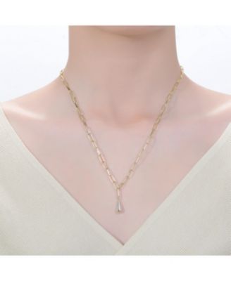 Classic Teens/Young Adults 14K Gold Plated Charm PaperClip Necklace