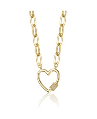 Gigi Girl Kids/Young Teens 14K Gold Plated Cubic Zirconia Heart Charm Necklace