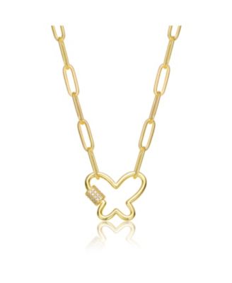 Gigi Girl Kids/Young Teens 14K Gold Plated Clear Cubic Zirconia Butterfly Charm Necklace