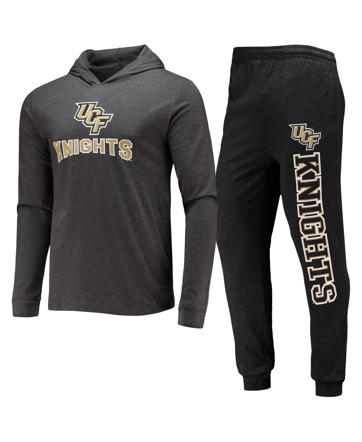 Men's Concepts Sport Black, Heather Charcoal Ucf Knights Meter Long Sleeve Hoodie T-shirt and Jogger Pajama Set - Black, Heather Charcoal
