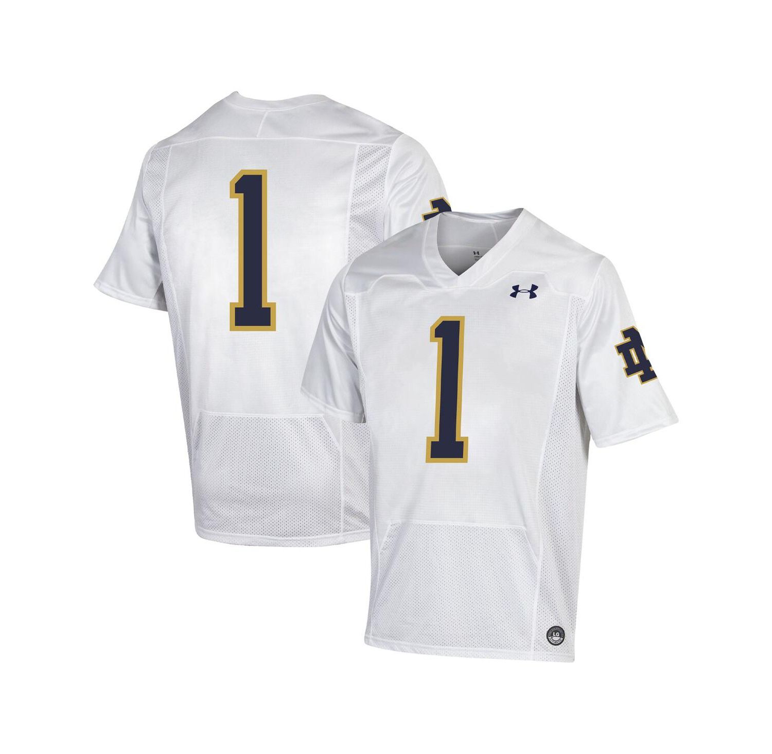 Men's #1 White Notre Dame Fighting Irish Premiere Football Jersey