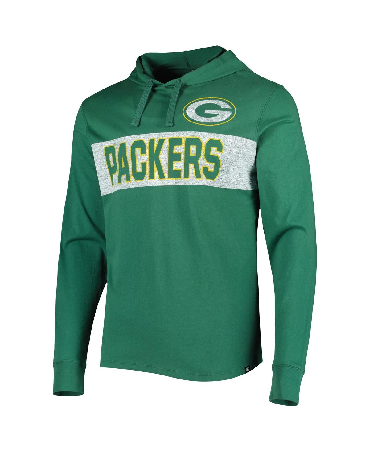 Men's '47 BrandDistressedBay Packers Field Franklin Hooded Long Sleeve T-shirt - Green