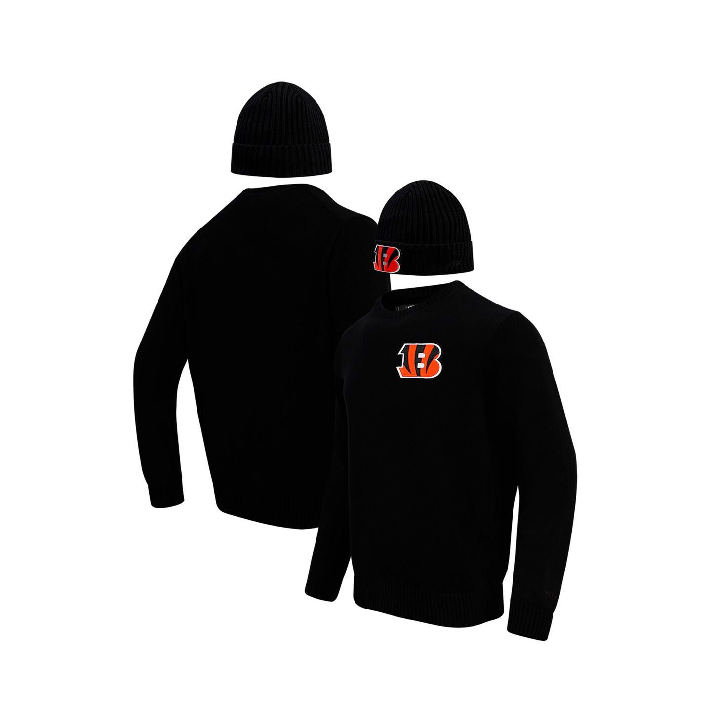Мужской набор Pro Standard Cincinnati Bengals: свитер с круглым вырезом и шапка, Black — фото 1