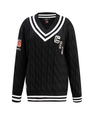 Women's Black Cincinnati Bengals Prep V-Neck Pullover Sweater