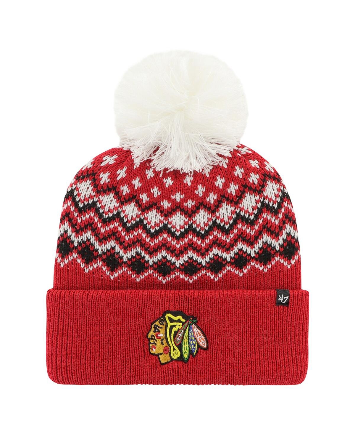 47 Brand Women's ' Red Chicago Blackhawks Elsa Cuffed Knit Hat With Pom In Red