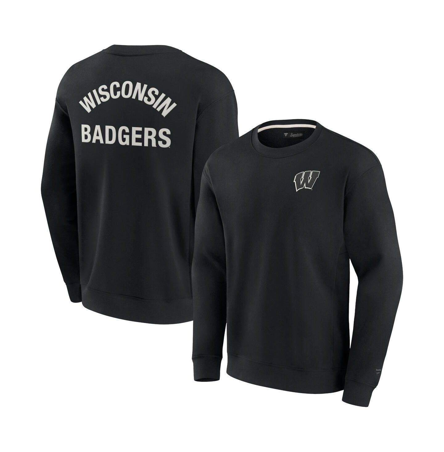 Толстовка Fanatics Signature Black Wisconsin Badgers Super Soft Pullover Crew — фото 1