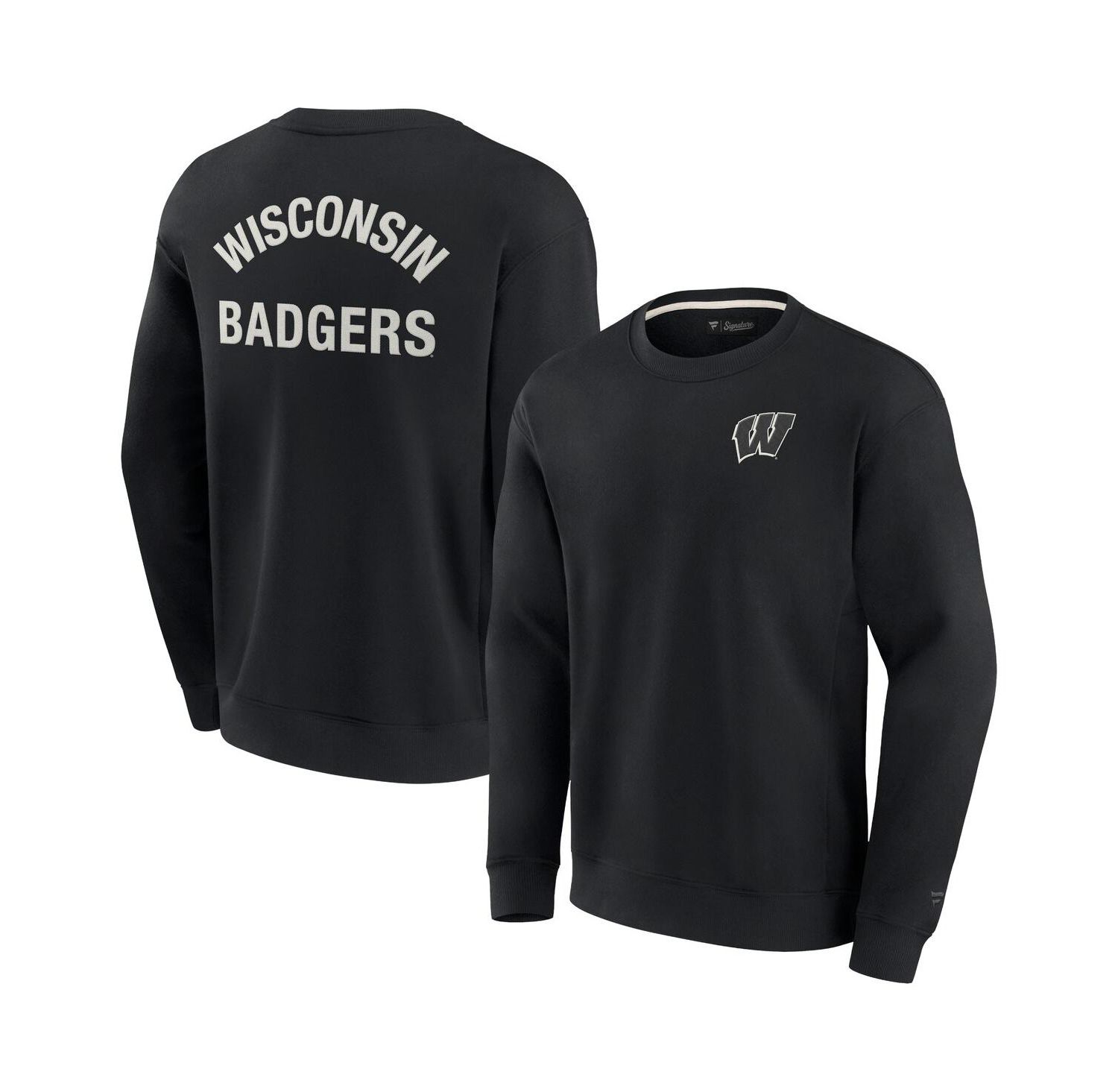 Men's and Women's Black Wisconsin Badgers Super Soft Pullover Crew Sweatshirt