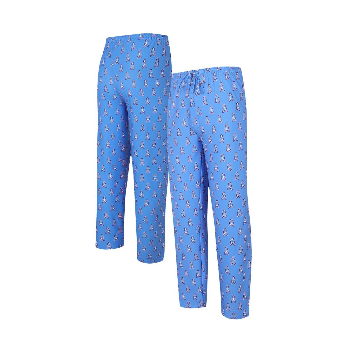 Мужские брюки Concepts Sport Light Blue Houston Oilers Gauge Throwback Allover Print Knit — фото 1