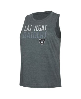 Women's Black, Charcoal Distressed Las Vegas Raiders Muscle Tank Top and Pants Lounge Set