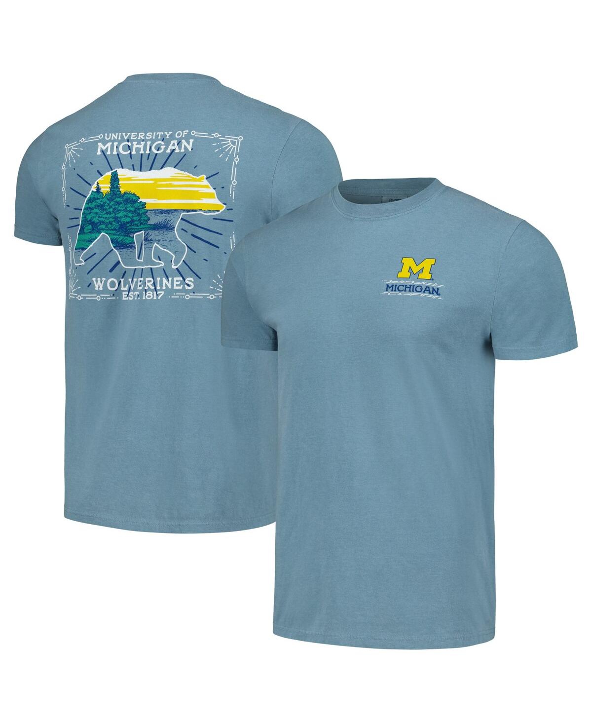 Men's Light Blue Michigan Wolverines State Scenery Comfort Colors T-shirt - Light Blue