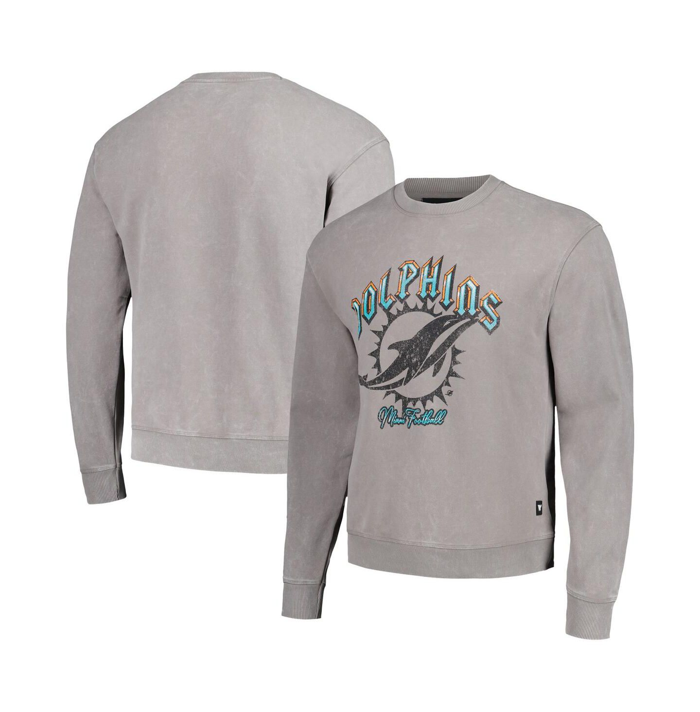 Толстовка The Wild Collective Gray Miami Dolphins Distressed Pullover — фото 1