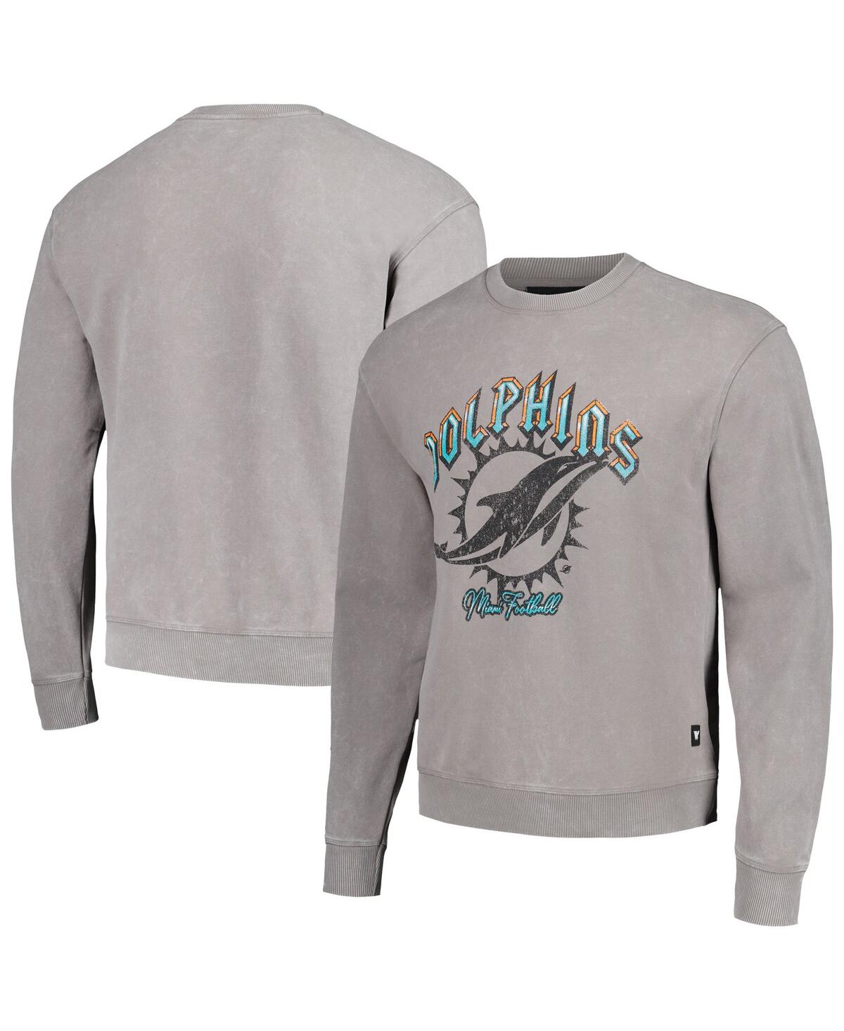 Men's and Women's The Wild Collective Gray Miami Dolphins Distressed Pullover Sweatshirt - Gray