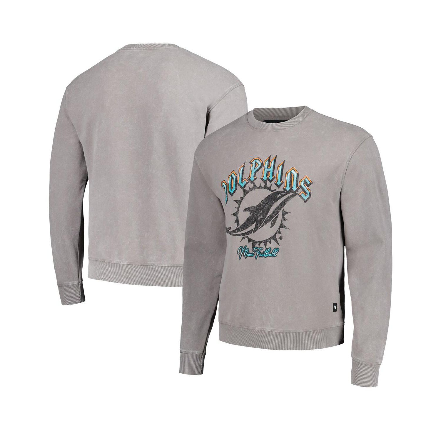 Men's and Women's Gray Miami Dolphins Distressed Pullover Sweatshirt