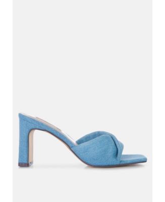 Soft Flirt Italian Block Heel Denim Sandals - Macy's