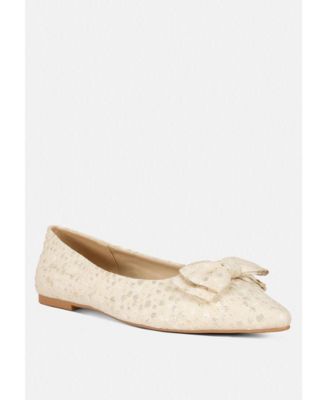 Womens cicely jacquard bow embellished ballet flats
