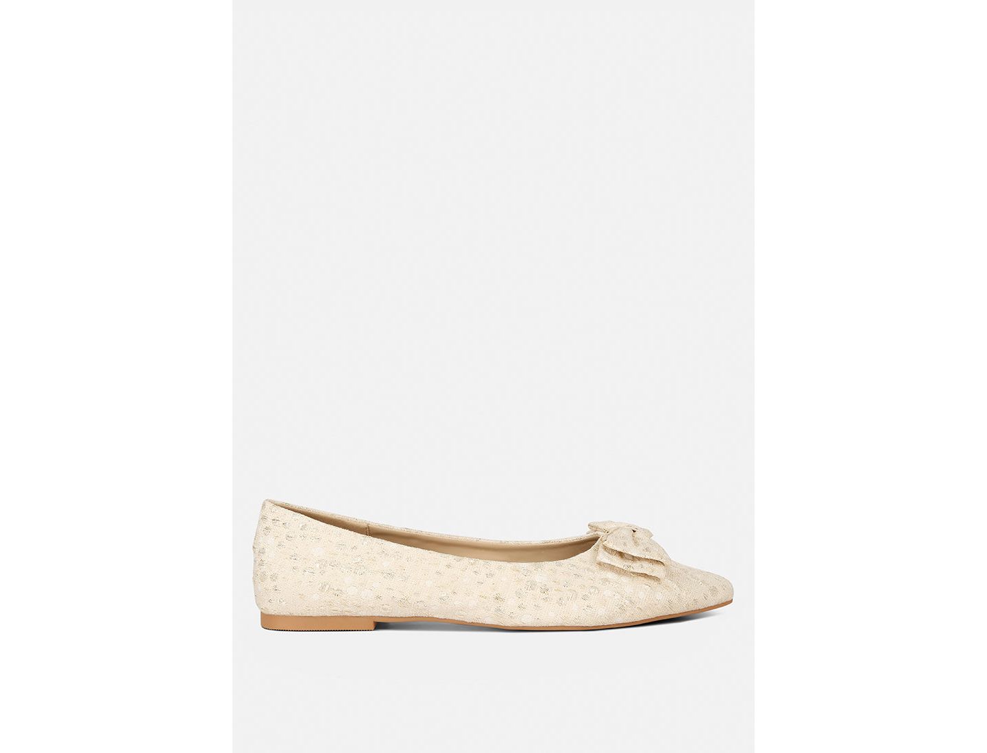 Женские балетки London Rag Cicely jacquard bow embellished ballet flats, цвет: Светлый бежевый — фото 2