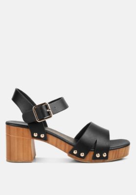 Womens campbell faux leather textured block heel sandals