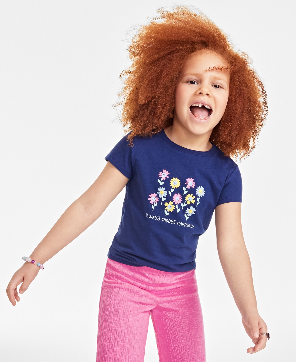 Shop Epic Threads Little Girls Happy Flowers Graphic T-shirt, Created For Macy's In Medieval Blue