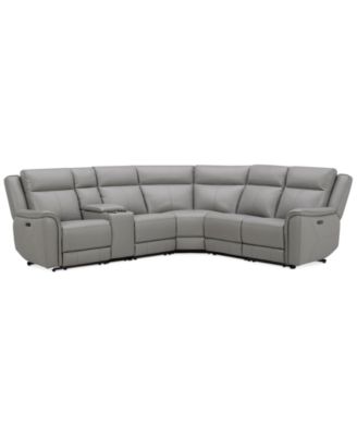 Addyson 117" 6-Pc. Leather Sectional with 3 Zero Gravity Recliners with Power Headrests & 1 Console, Created for Macy's