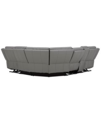 Addyson 117" 6-Pc. Leather Sectional with 3 Zero Gravity Recliners with Power Headrests & 1 Console, Created for Macy's