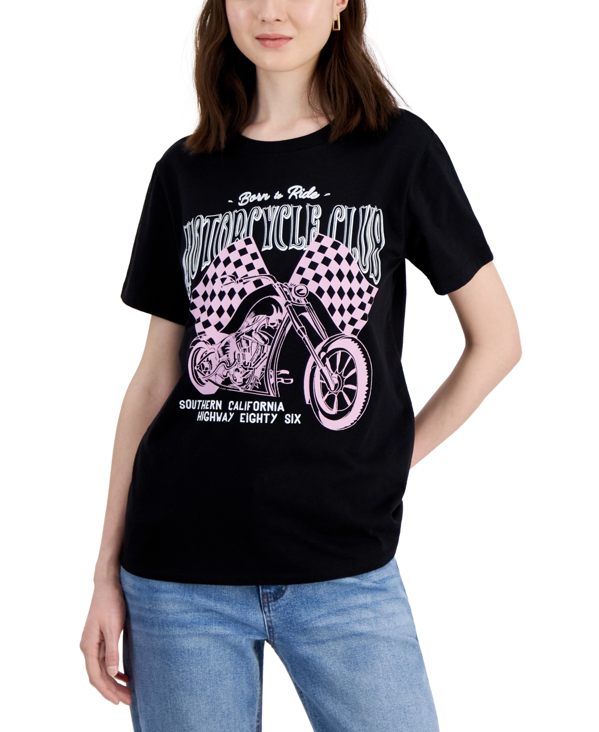 Grayson Threads, The Label Cotton Motorcycle Club Crewneck Tee In Black