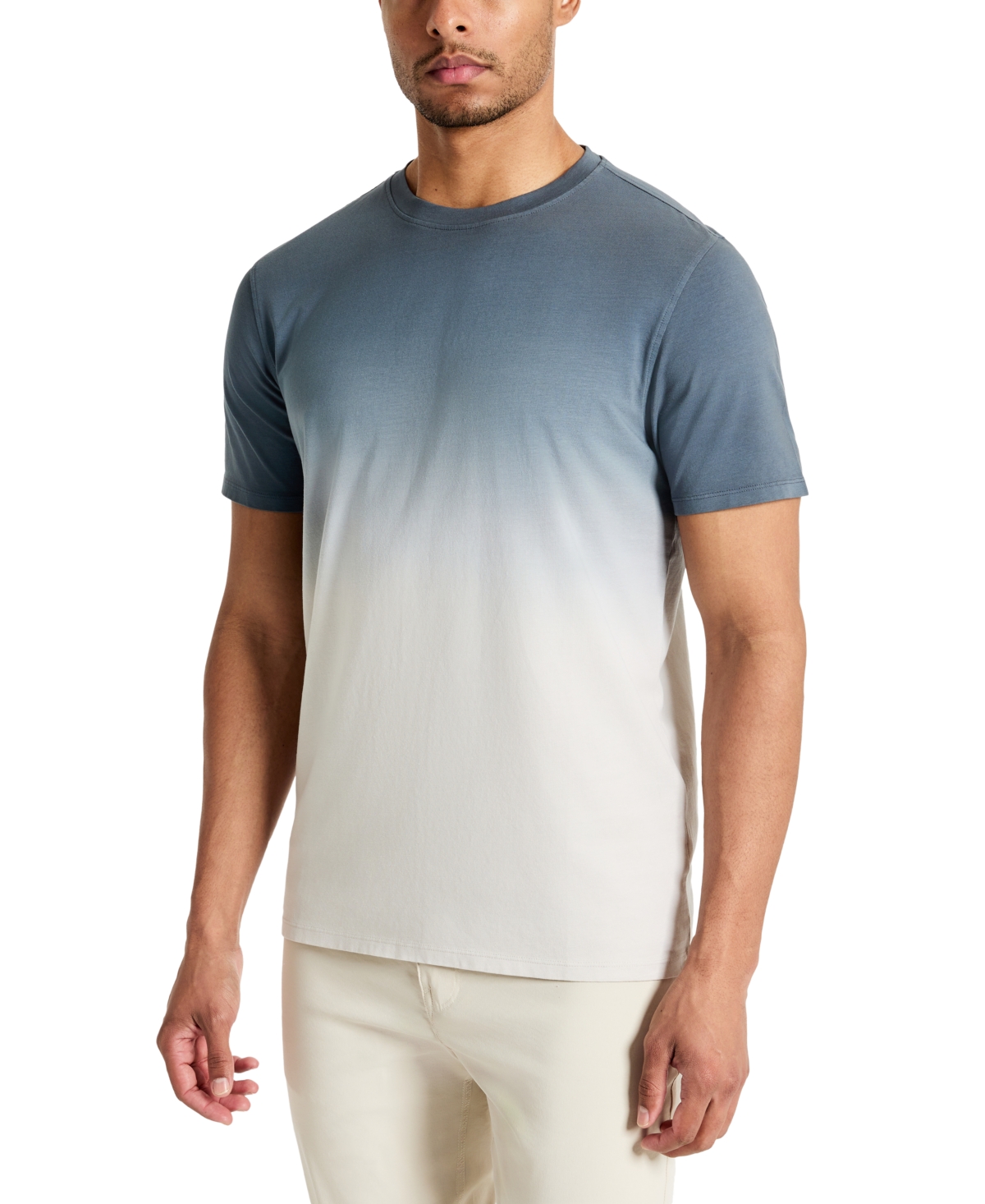 Shop Kenneth Cole Men's 4-way Stretch Dip-dyed T-shirt In Blue