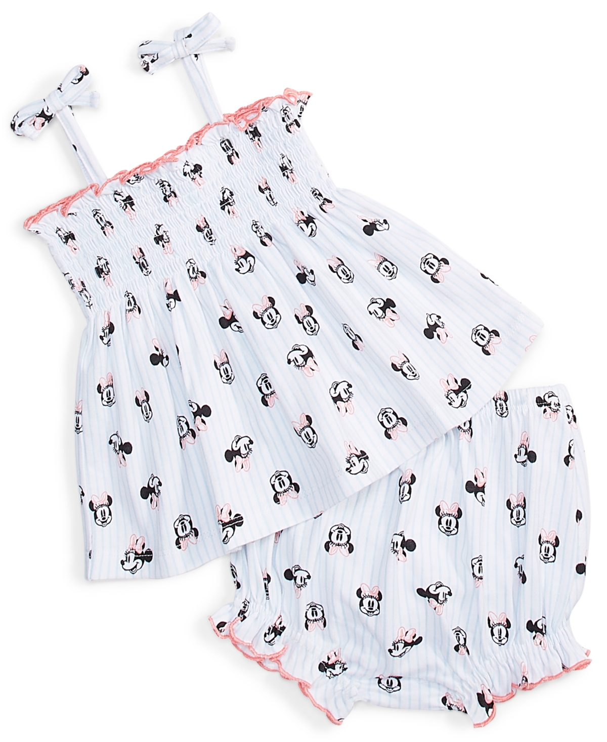 Shop Disney Baby Minnie Mouse Printed Top & Bloomers, 2 Piece Set In Light Blue