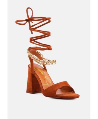 Womens Gone Gurl Metal Chain Lace Up Sandals