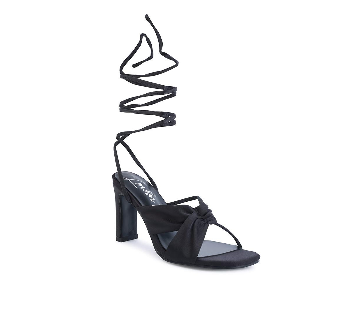 Women's Chasm Satin Ruched Strap Tie Up Sandals