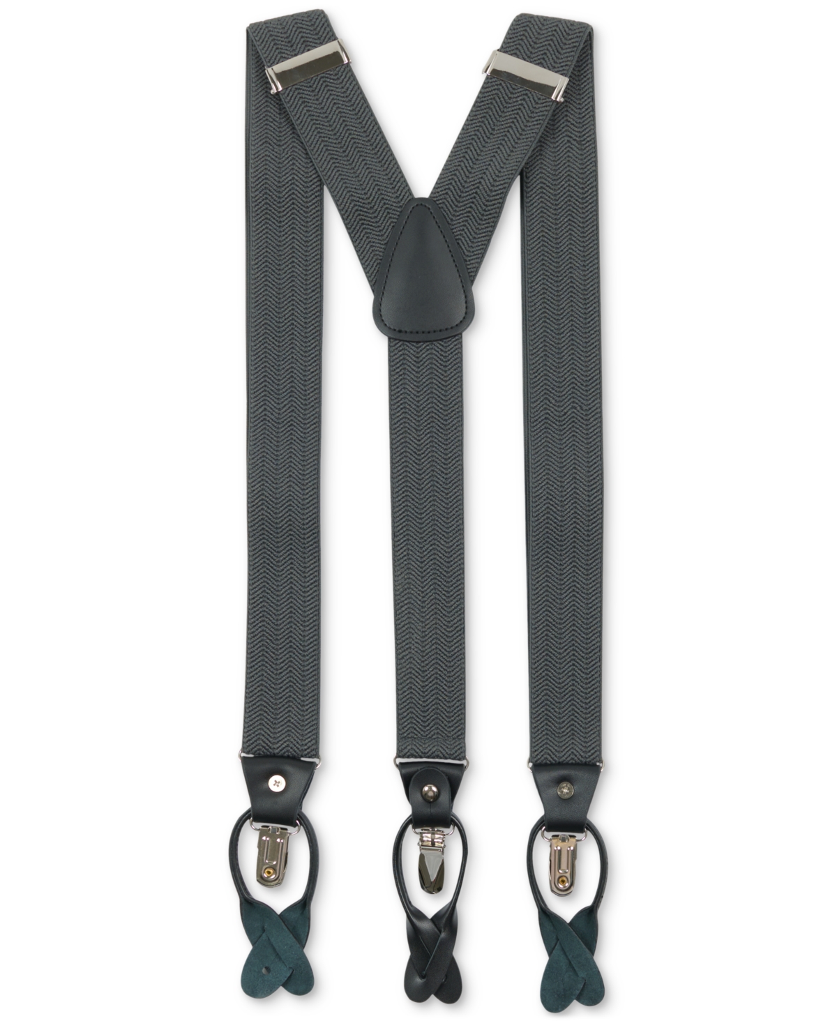 Men's Herringbone Suspenders - Charcoal