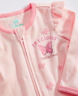 Baby Girls Minnie Mouse Footed Coverall & Headband, 2 Piece Set