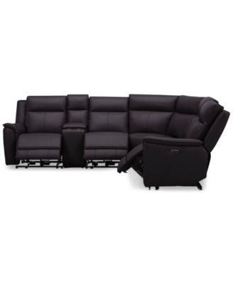 Addyson 117" 6-Pc. Leather Sectional with 3 Zero Gravity Recliners with Power Headrests & 1 Console