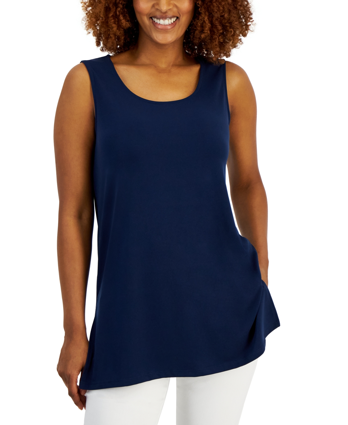 Shop Jm Collection Women's Scoop-neck Tank Top, Created For Macy's In Intrepid Blue