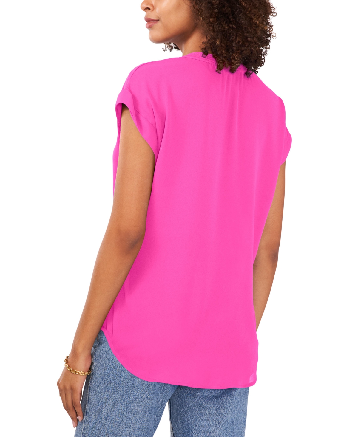 Vince Camuto Women's Split-Neck Short-Sleeve Blouse