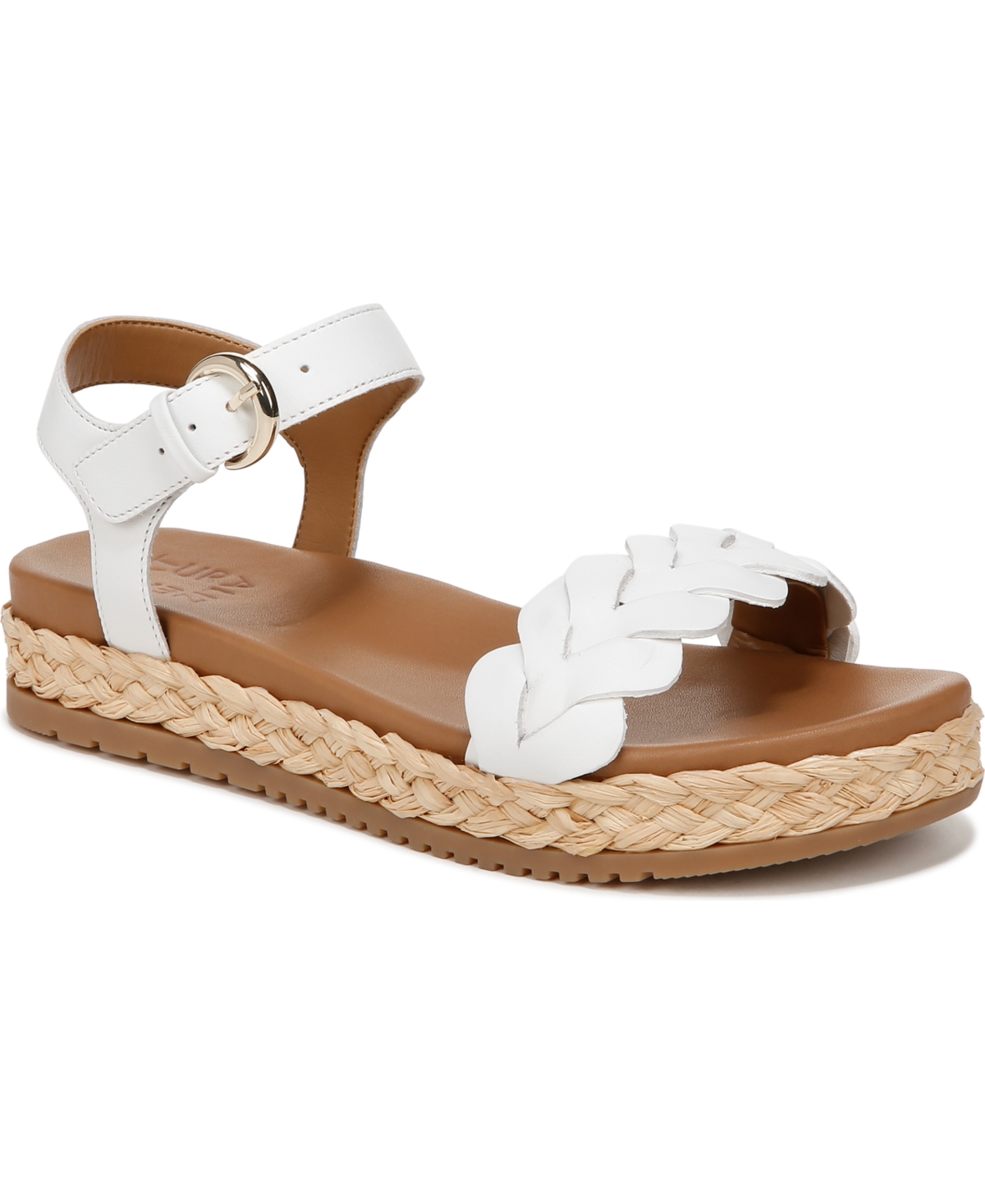 Naturalizer Neila Flatform Sandals In White Leather