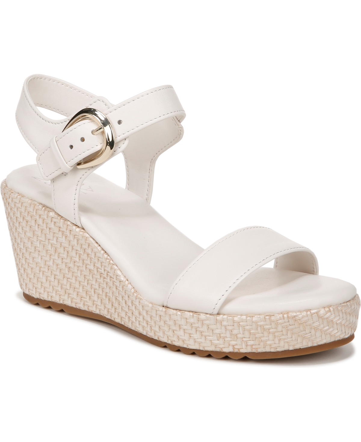 Shop Naturalizer Stella Wedge Sandals In Warm White Leather