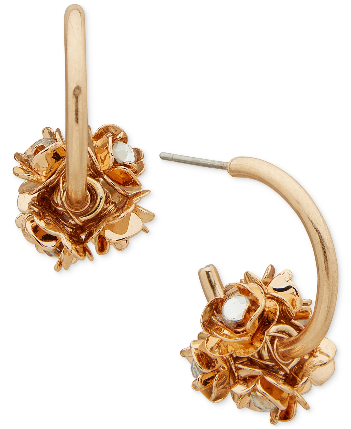 Shop Lonna & Lilly Gold-tone Crystal Flower Cluster C-hoop Earrings