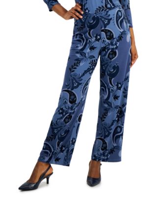 JM Collection Women Pants NEW Size PL. Intrepid Blue Knit Rayon